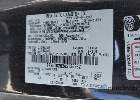 2006 Ford Mustang Gt из США, поврежденный, VIN 1ZVHT82H265136232